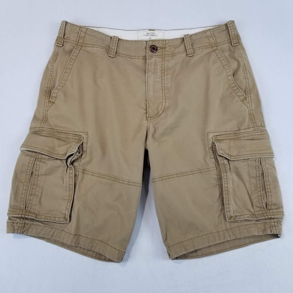 Hollister Cargo Shorts 33 Khaki Classic 10" Utility Skate Y2K Baggy Twill Mens